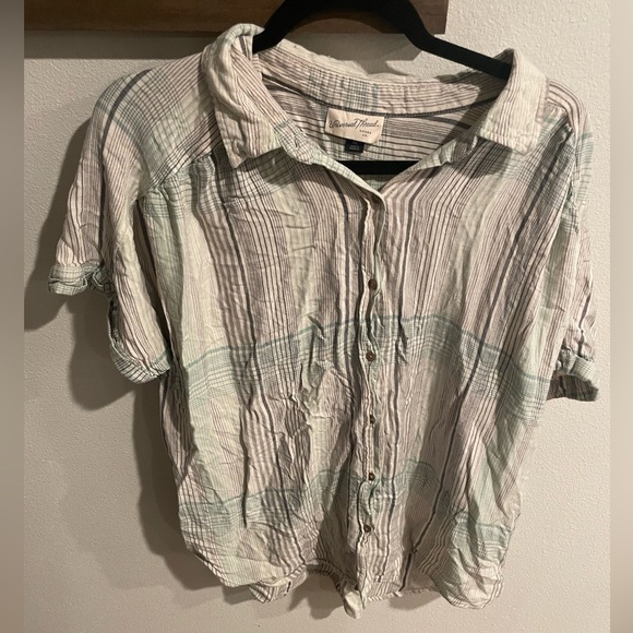 Universal Thread Casual Button Down Shirt Pale Gray & Green Top Size XXL - Picture 1 of 4